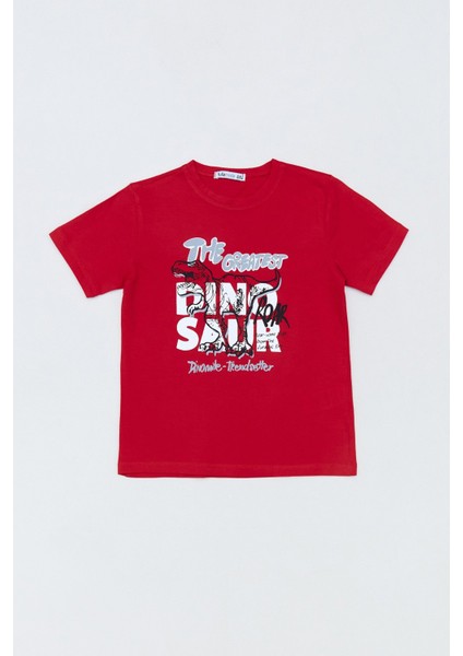 %100 Pamuk Dinozor Baskılı Erkek Çocuk Tişört