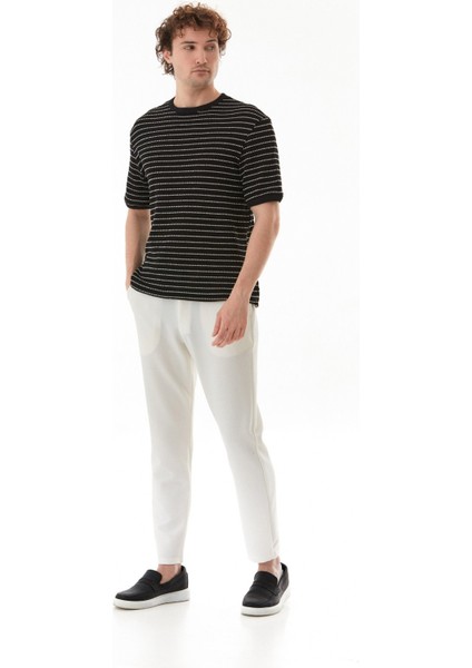 Çizgili Bisiklet Yaka Triko Örme Tişört fiyatları