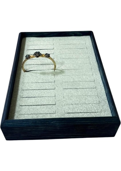 Yerli Üretim Mavi Ahşap Model 25 / 18 cm Gri Renk Batırmalı Bileklik Kelepçe Tablası