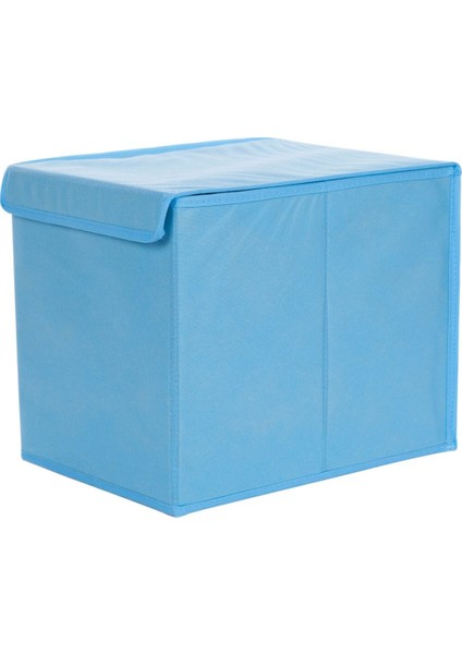 Kapaklı Saklama Kutusu Mavi Renkli Kumaş 33 x 24 x 27 cm 21 Litre