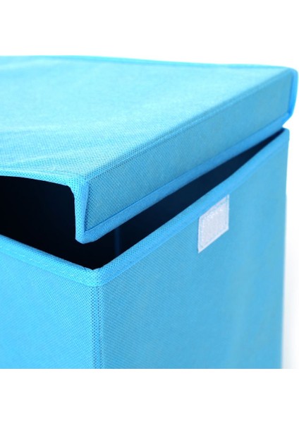 Kapaklı Saklama Kutusu Mavi Renkli Kumaş 33 x 24 x 27 cm 21 Litre fiyatları