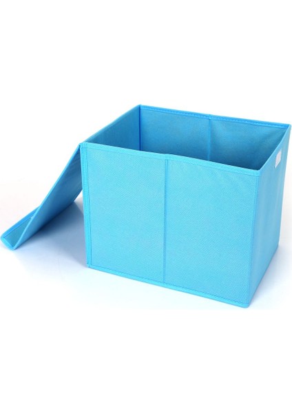 Kapaklı Saklama Kutusu Mavi Renkli Kumaş 33 x 24 x 27 cm 21 Litre modelleri