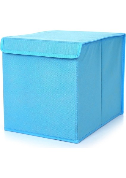 Kapaklı Saklama Kutusu Mavi Renkli Kumaş 33 x 24 x 27 cm 21 Litre fırsatları