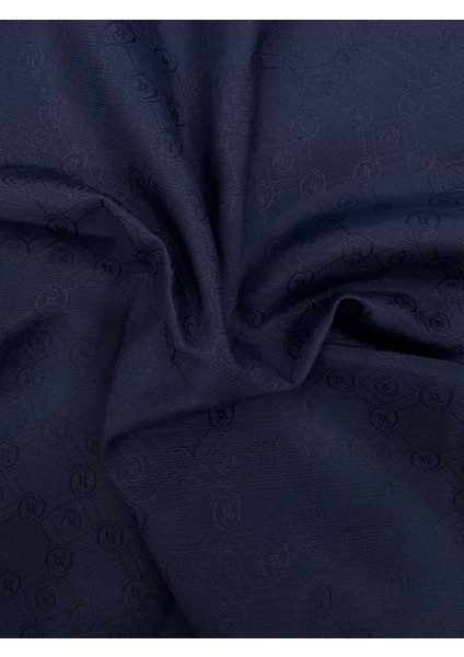 Pamuk Ipek Monogram Şal 40752-KOYU Lacivert