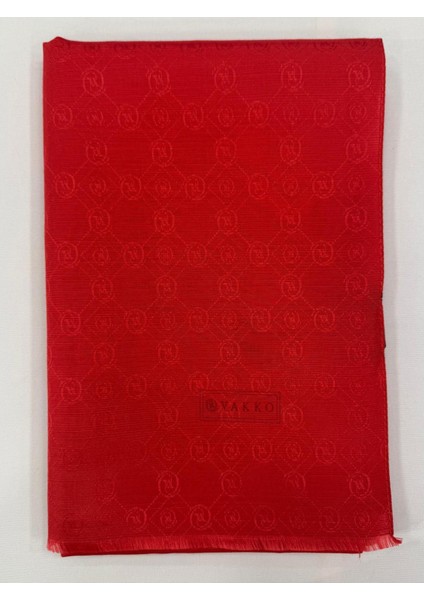 Pamuk Ipek Monogram Şal 40752-KIRMIZI