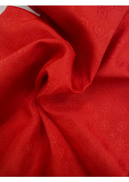 Pamuk Ipek Monogram Şal 40752-KIRMIZI