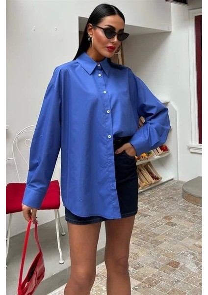 Klasik Oversize Poplin Gömlek 3421