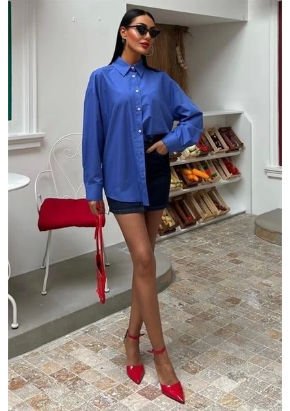Klasik Oversize Poplin Gömlek 3421