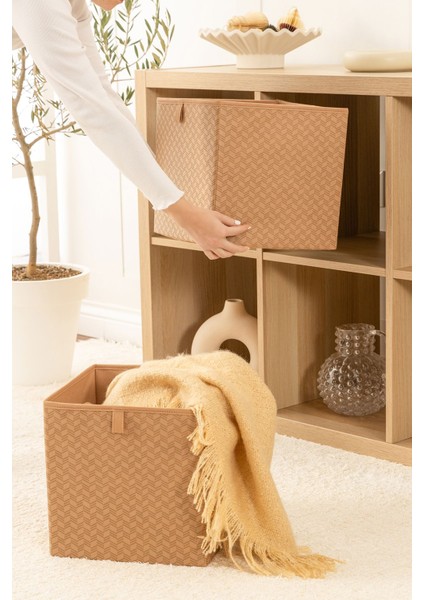 2'li Bej Dolap Içi Çamaşır Oyuncak Düzenleyici Katlanır Kapaksız Saklama Kutusu Organizer / 28 x 28 x 2 modelleri