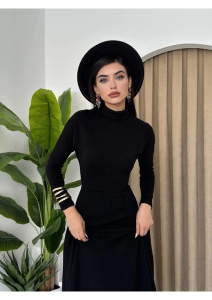 Dina Boğazlı Midi Elbise