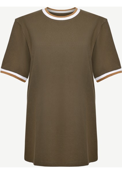 Ribana Detaylı Erkek Bisiklet Yaka T-Shirt