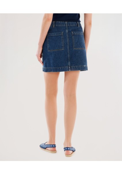Cepli Detaylı Kısa Denim Etek modelleri