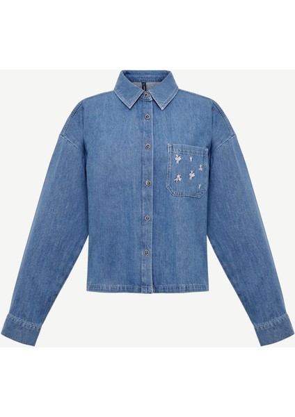 Nakışlı Detaylı Uzun Kollu Denim Gömlek fırsatları