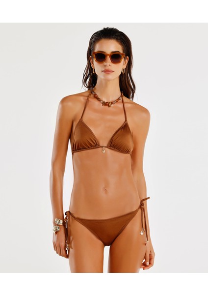 Boncuk Detaylı Üçgen Bikini Üst
