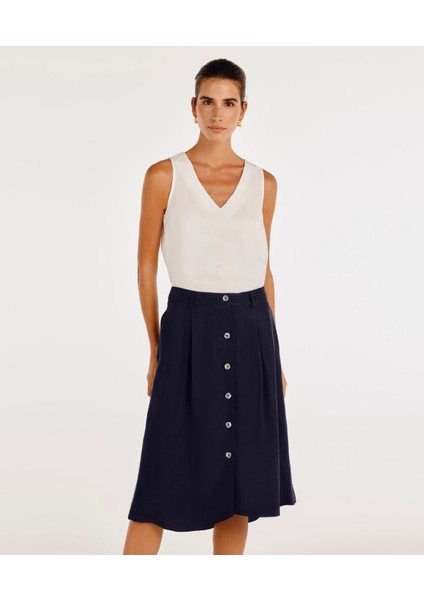 Düğme Detaylı Etek
