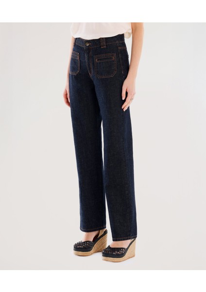 Cep Detaylı Normal Bel Rahat Fit Denim Pantolon