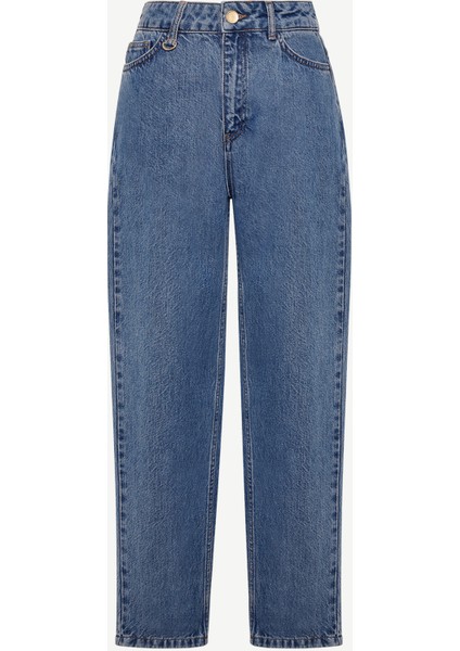 Kemer Aksesuarlı Yüksel Bel Mom Fit Denim Pantolon indirimleri