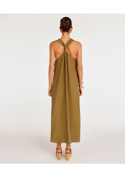 Düğüm Askı Detaylı V Yaka Uzun Boy Elbise indirimleri