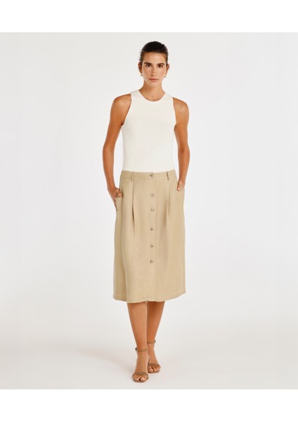 Düğme Detaylı Etek