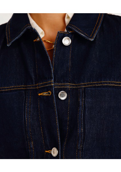 Dikiş Detaylı Denim Ceket