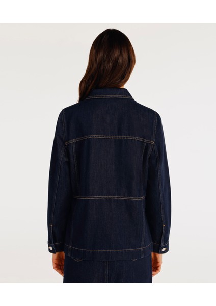 Dikiş Detaylı Denim Ceket