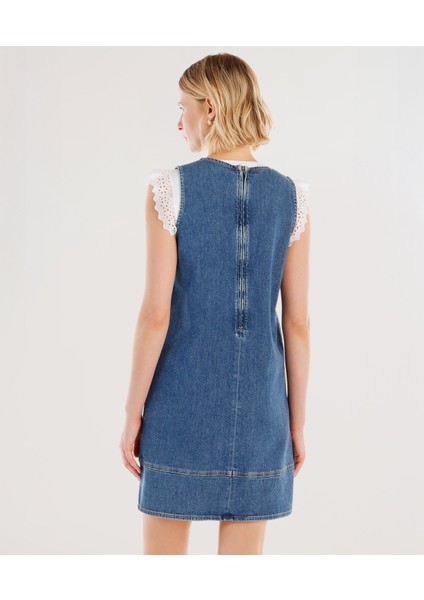 Cepli Kısa Denim Elbise