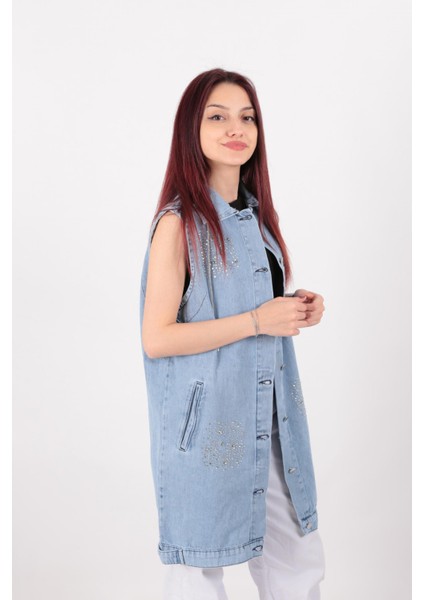 1057 Kadın Jean Yelek modelleri