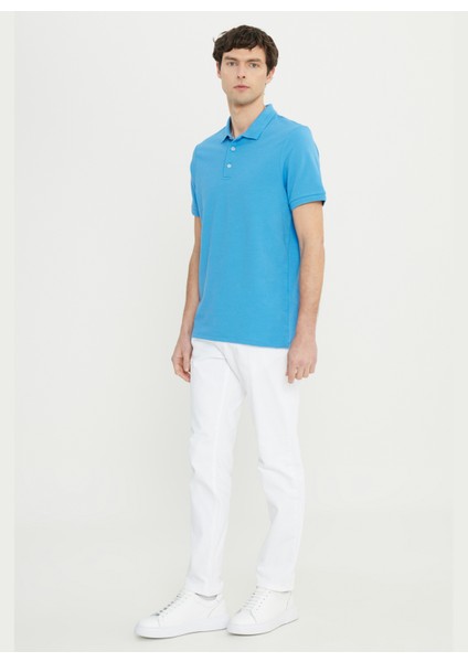 Polo Yaka Jakarlı Koyu Mavi Erkek T-Shirt ACE091252298_KMV