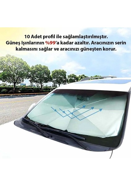 Tüm Araçlar Için Uyumlu Araba Ön Cam Güneşlik Katlanabilir Güneşlik Şemsiye Ön Cam Gölgelik
