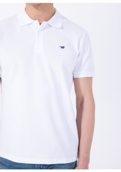 Baskılı Beyaz Erkek Polo T-Shirt M5SM-TST1335 fırsatları