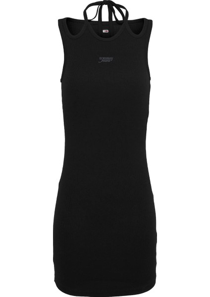 Klasik Yaka Siyah Kısa Kadın Elbise DW0DW20331BDS