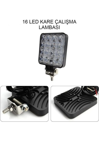 1 Adet 16 Ledli Off Road Sis Farı Çalışma Lambası 12 Volt