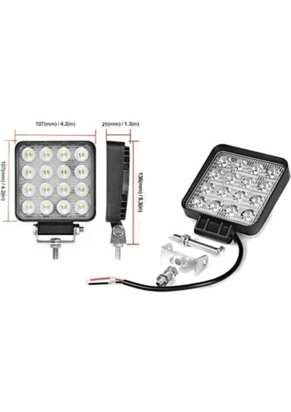 1 Adet 16 Ledli Off Road Sis Farı Çalışma Lambası 12 Volt