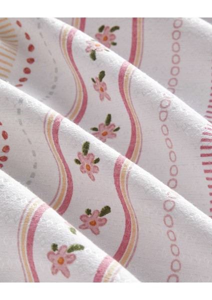 Daisy Stripes Ecosoft Çift Kişilik Pike 200 x 220 cm Pembe