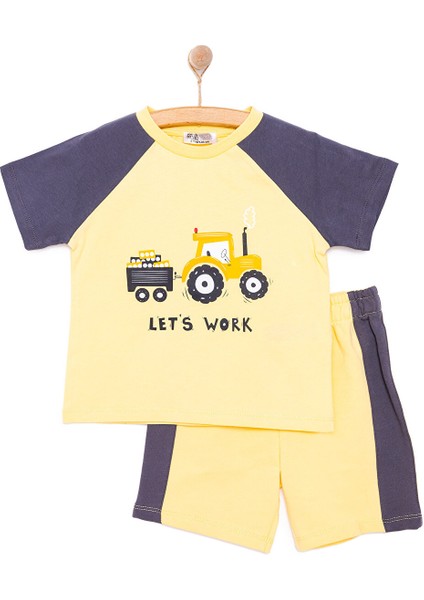 Cars&roads Traktör Baskılı Erkek Tshirt-Şort Erkek Bebek