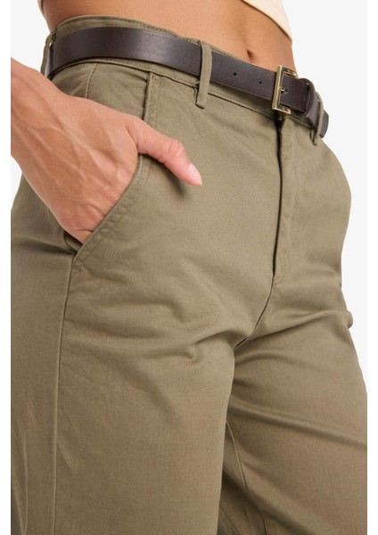 Carrot Fit Kemerli Gabardin Pantolon Cepli Yüksek Bel Düz Paça D7413AX25SM