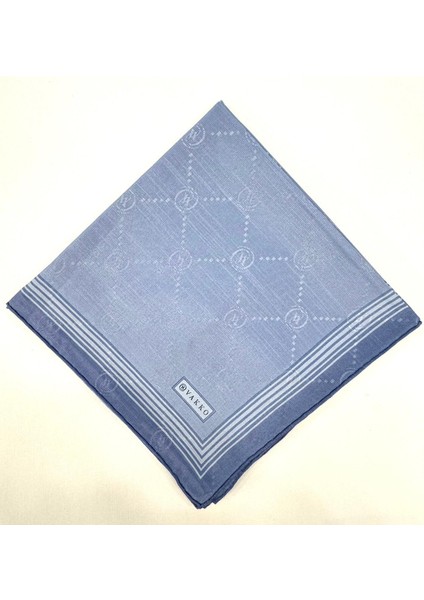 Monogram Pamuk Ipek Bordürlü Eşarp 41588-MAVI