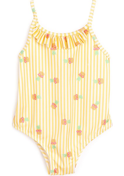 Çizgili Ananas Desenli Mayo Kız Bebek