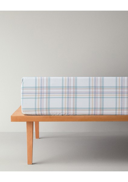 Spektrum Line Pamuklu Tek Kişilik Lastikli Çarşaf 100 x 200 cm Yeşil-Mavi