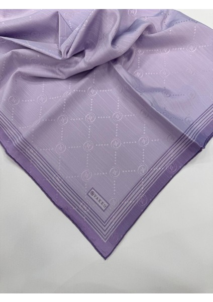 Monogram Pamuk Ipek Bordürlü Eşarp 41588-AÇIK Lila