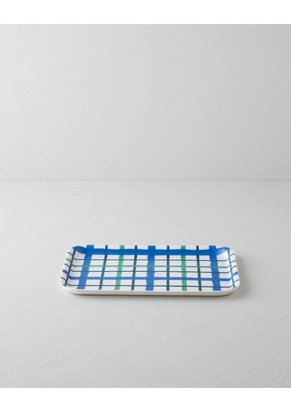 Aquaplaid Melamin Kaydırmaz Tepsi 20x28,5 cm Mavi - Yeşil fiyatları