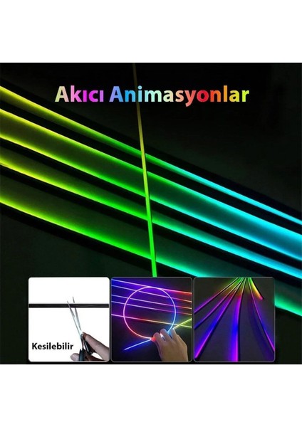 Araç Içi Atmosfer Ambiyans LED Neon Rgb App Kontrollü 18 Parça