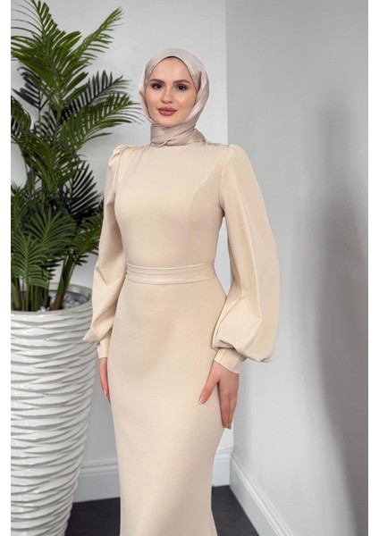 Lorenza Balon Kol Kuyruklu Abiye Krem fiyatları