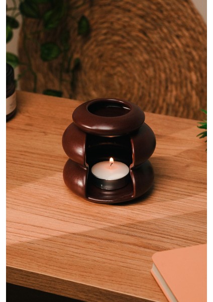 Bordo Mat Modern Tasarım Seramik El Yapımı Buhurdanlık | Mumluk | Dekoratif (1 Adet Tealight Mum Il modelleri