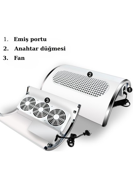 3 Fanlı Tırnak Toz Toplama Makinası Güçlü Emiş Sessiz Çalışma