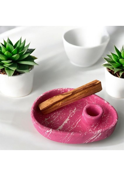 El Yapımı Dekoratif Pembe Palo Santo & Tütsülük – Mermer Desenli Tütsü Kabı