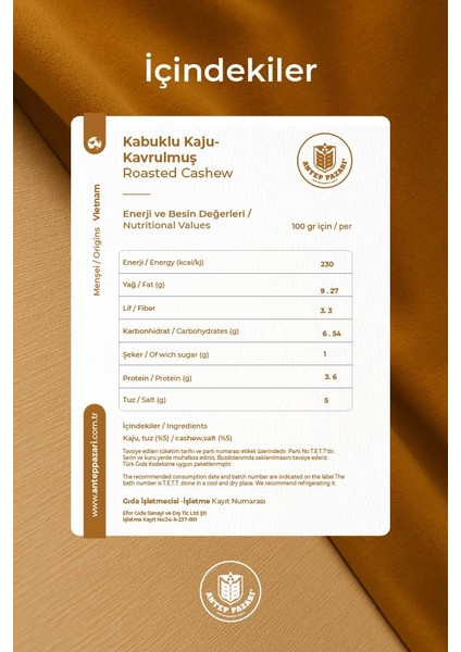 ANTEP PAZARI Kabuklu Kavrulmuş Kaju 200 gr fırsatları