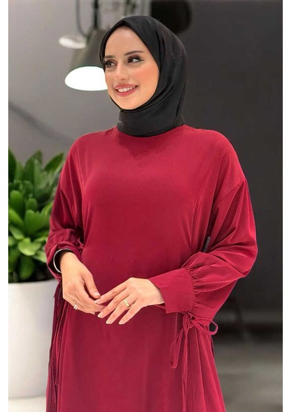 Bağlama Detaylı Elbise 6015 Bordo fırsatları