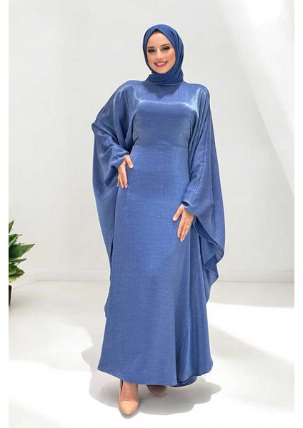 Yarasakol Bel Kısmı Gizli Ip Kuşaklı Elbise 3891 Lacivert