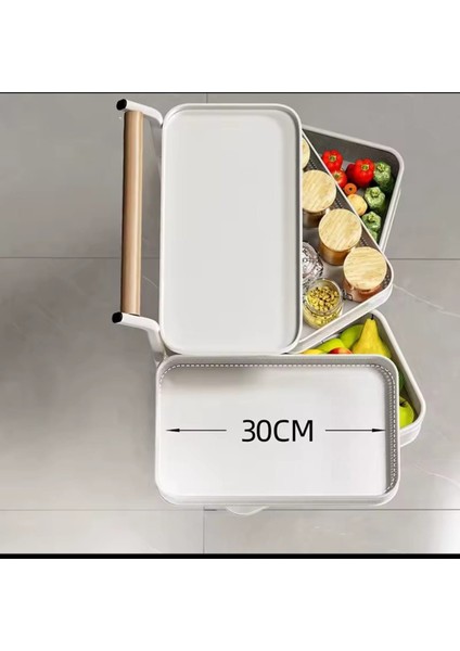 4 Katlı Metal Siyah Yana Açılır Sebze Meyve Sepeti Patates Soğan Sepeti Sebzelik Tekerlekli 1098-CN